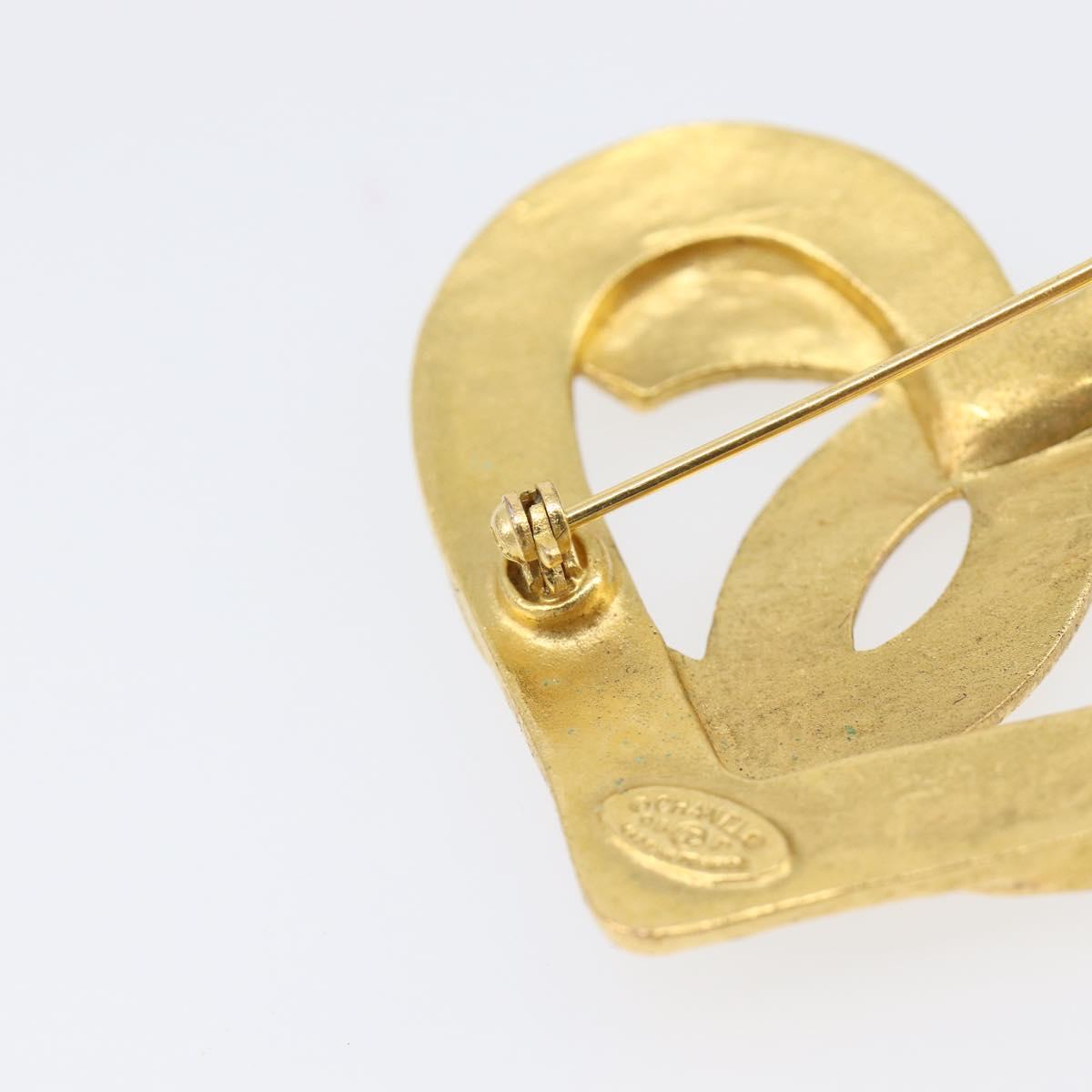 CHANEL Brooch metal Gold Tone CC Auth 199959V