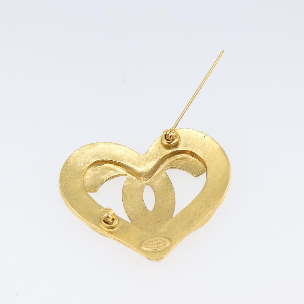 CHANEL Brooch metal Gold Tone CC Auth 199959V