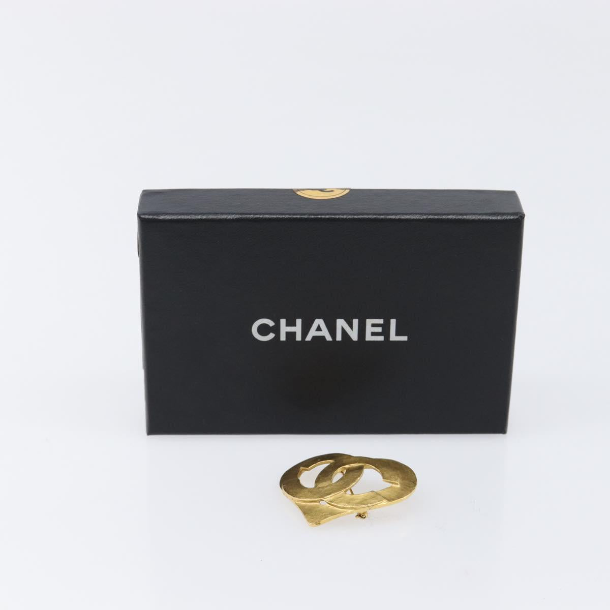 CHANEL Brooch metal Gold Tone CC Auth 199959V