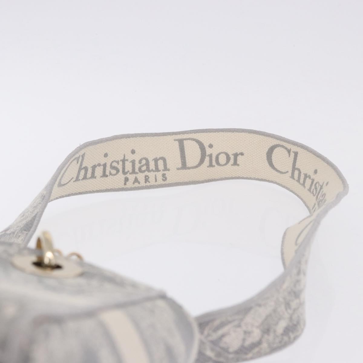 Christian Dior Lady Delight Hand Bag Canvas 2way Gray Gold Auth 199963SAM