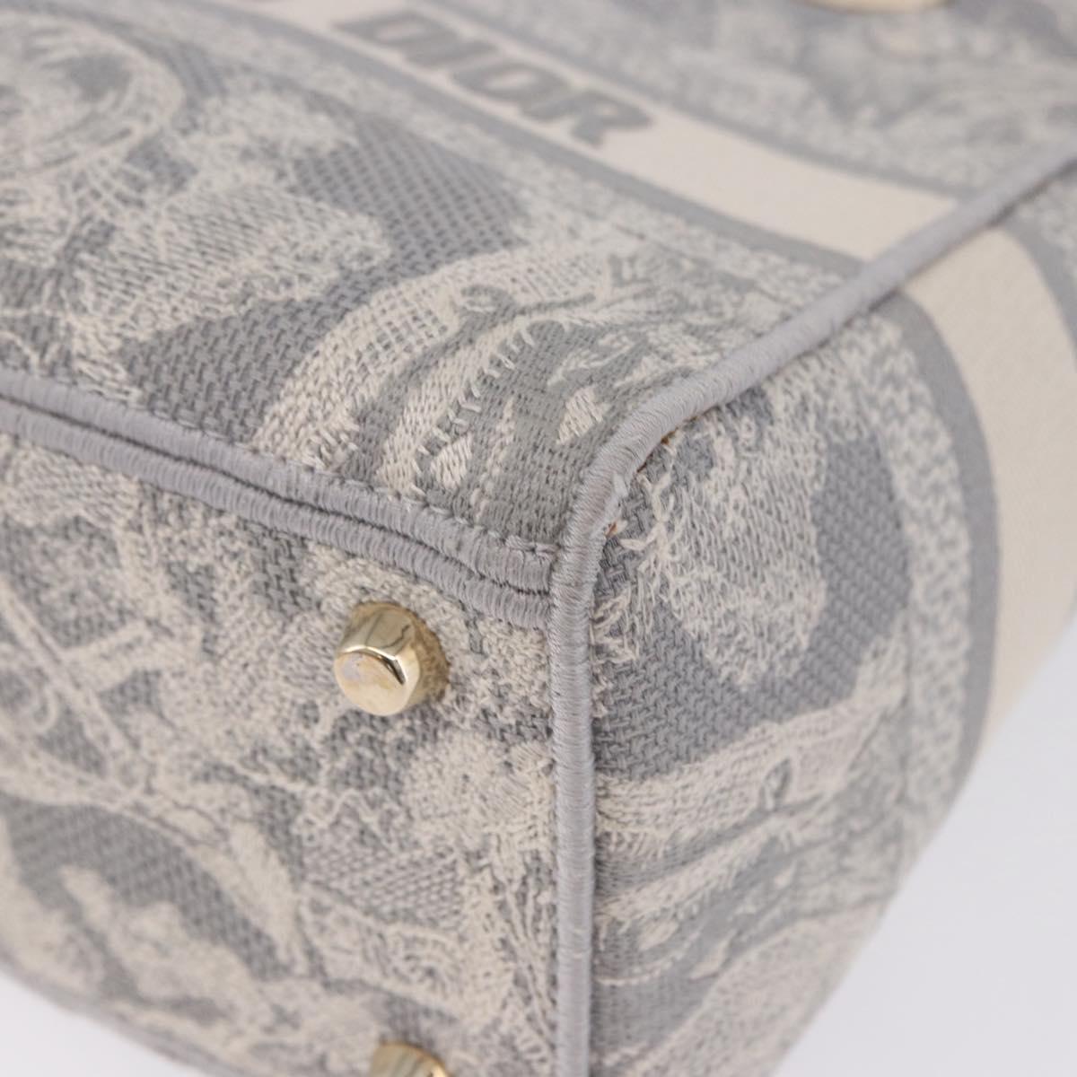 Christian Dior Lady Delight Hand Bag Canvas 2way Gray Gold Auth 199963SAM