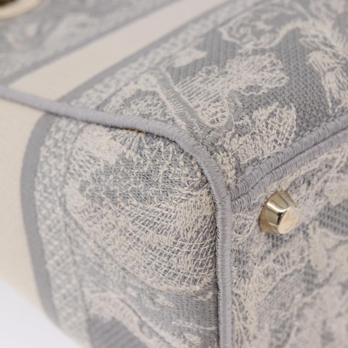 Christian Dior Lady Delight Hand Bag Canvas 2way Gray Gold Auth 199963SAM