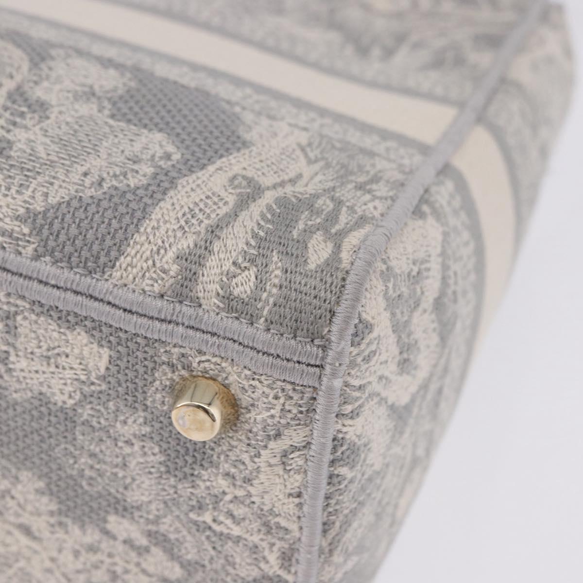 Christian Dior Lady Delight Hand Bag Canvas 2way Gray Gold Auth 199963SAM