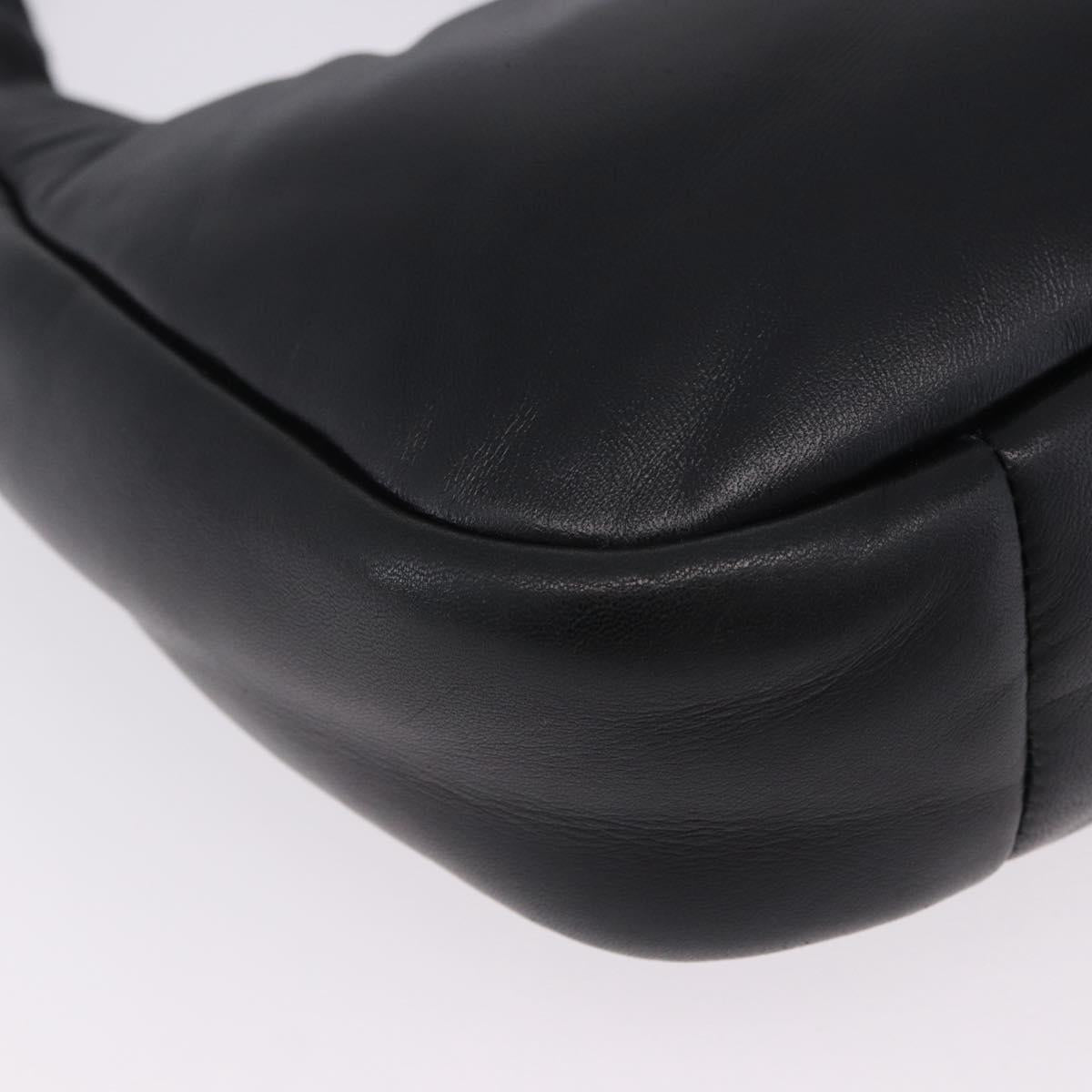 PRADA Hand Bag Soft Padded Nappa leather 2way Black Silver Auth 199964SAM