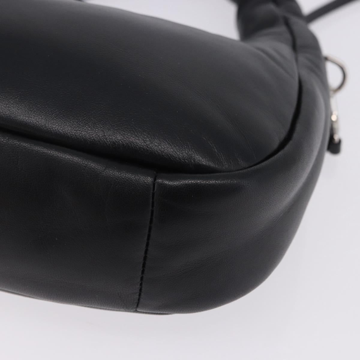 PRADA Hand Bag Soft Padded Nappa leather 2way Black Silver Auth 199964SAM