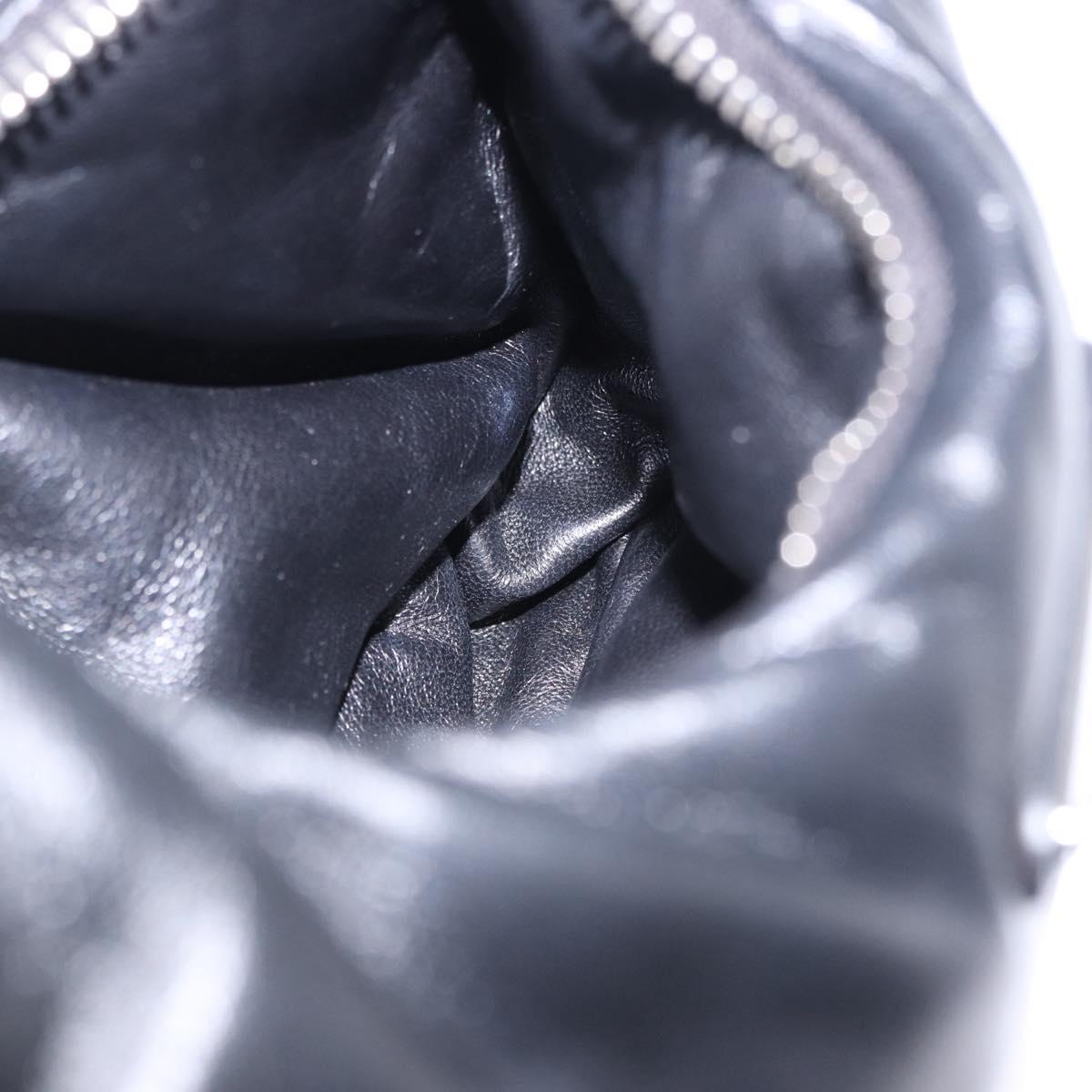 PRADA Hand Bag Soft Padded Nappa leather 2way Black Silver Auth 199964SAM