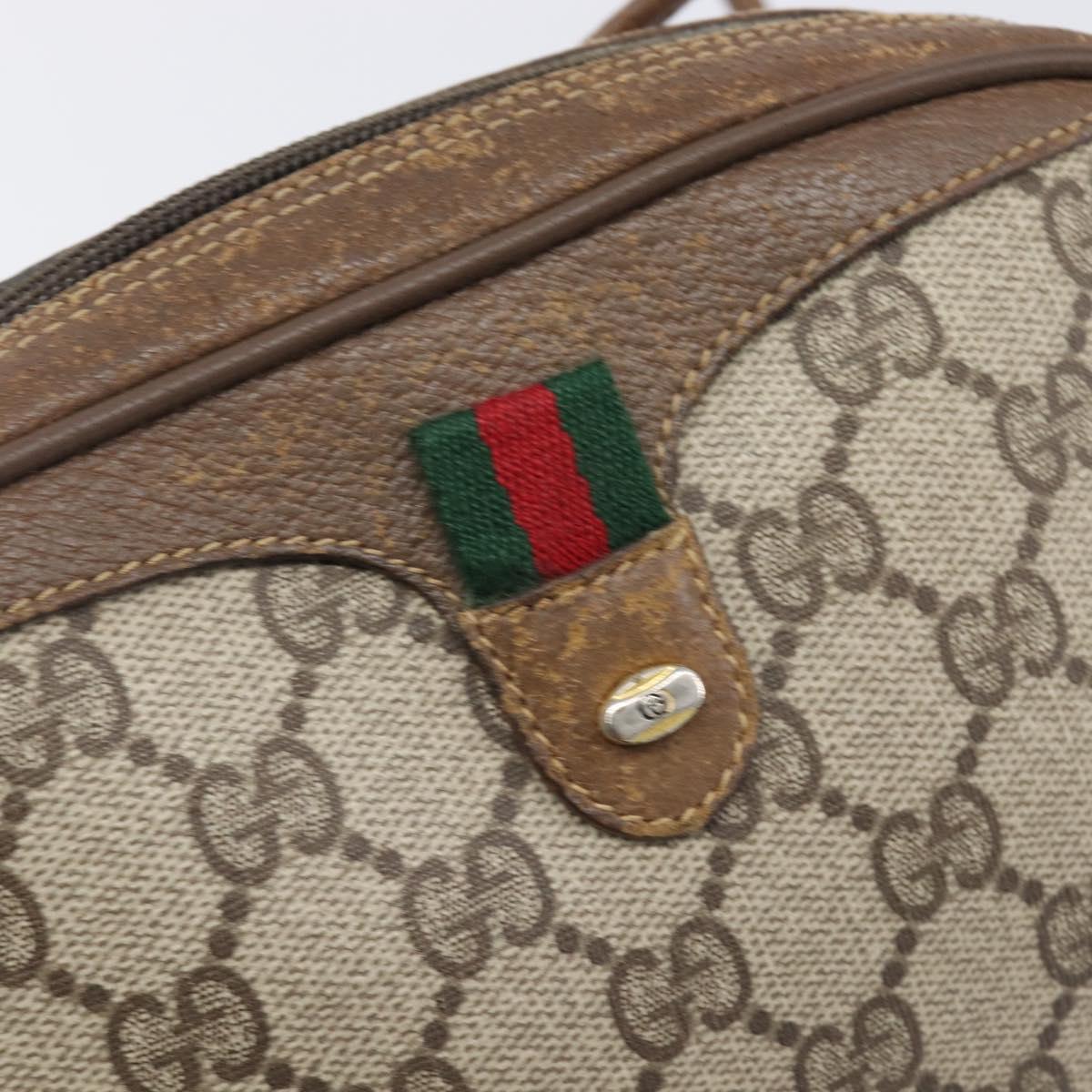 GUCCI GG Supreme Web Sherry Line Bag PVC Beige Gold 89 02 066 Auth 199976