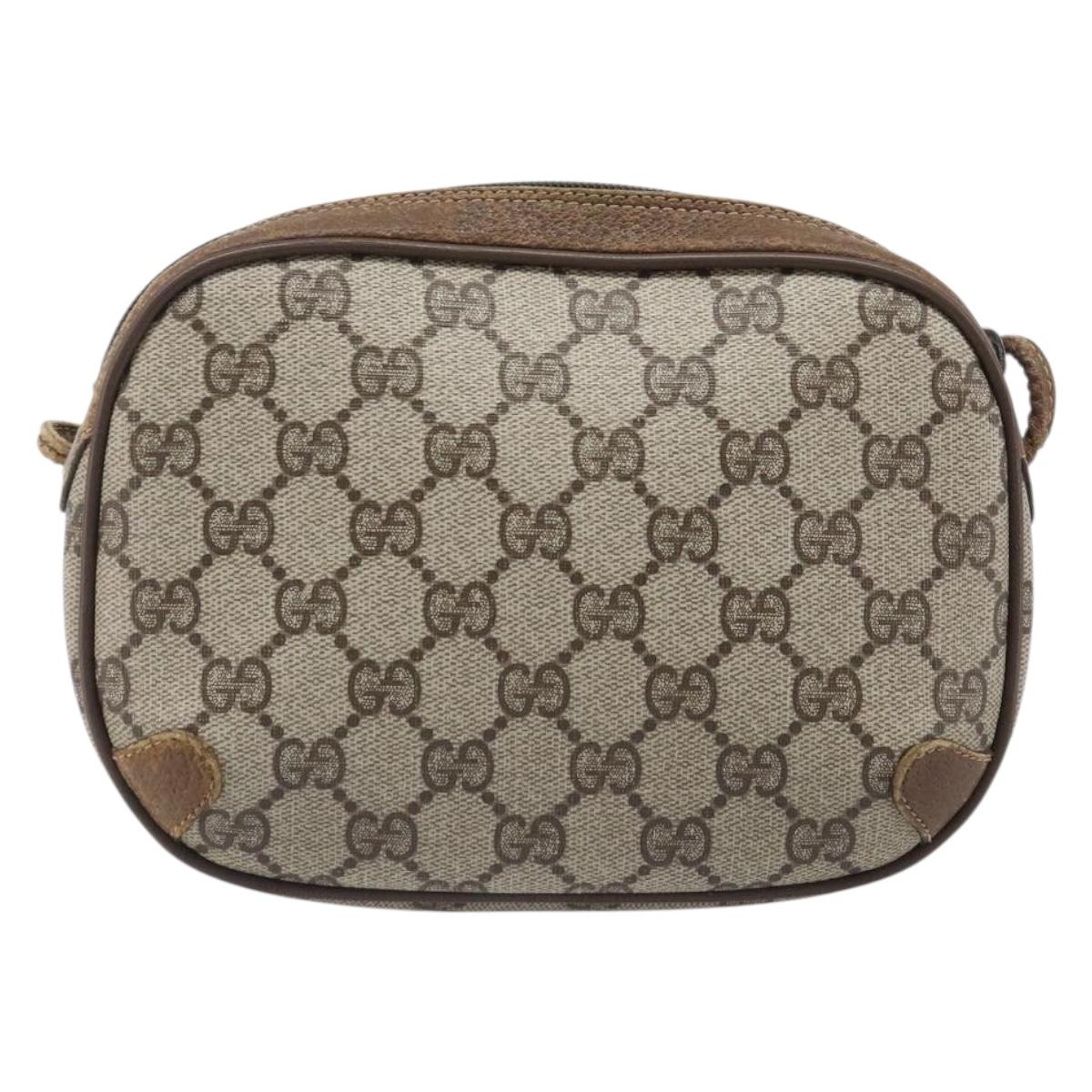 GUCCI GG Supreme Web Sherry Line Bag PVC Beige Gold 89 02 066 Auth 199976