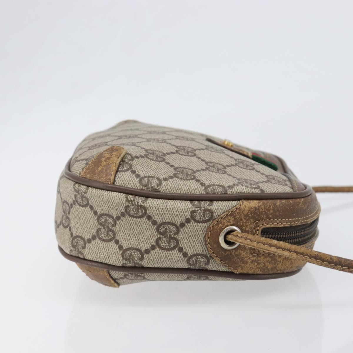 GUCCI GG Supreme Web Sherry Line Bag PVC Beige Gold 89 02 066 Auth 199976