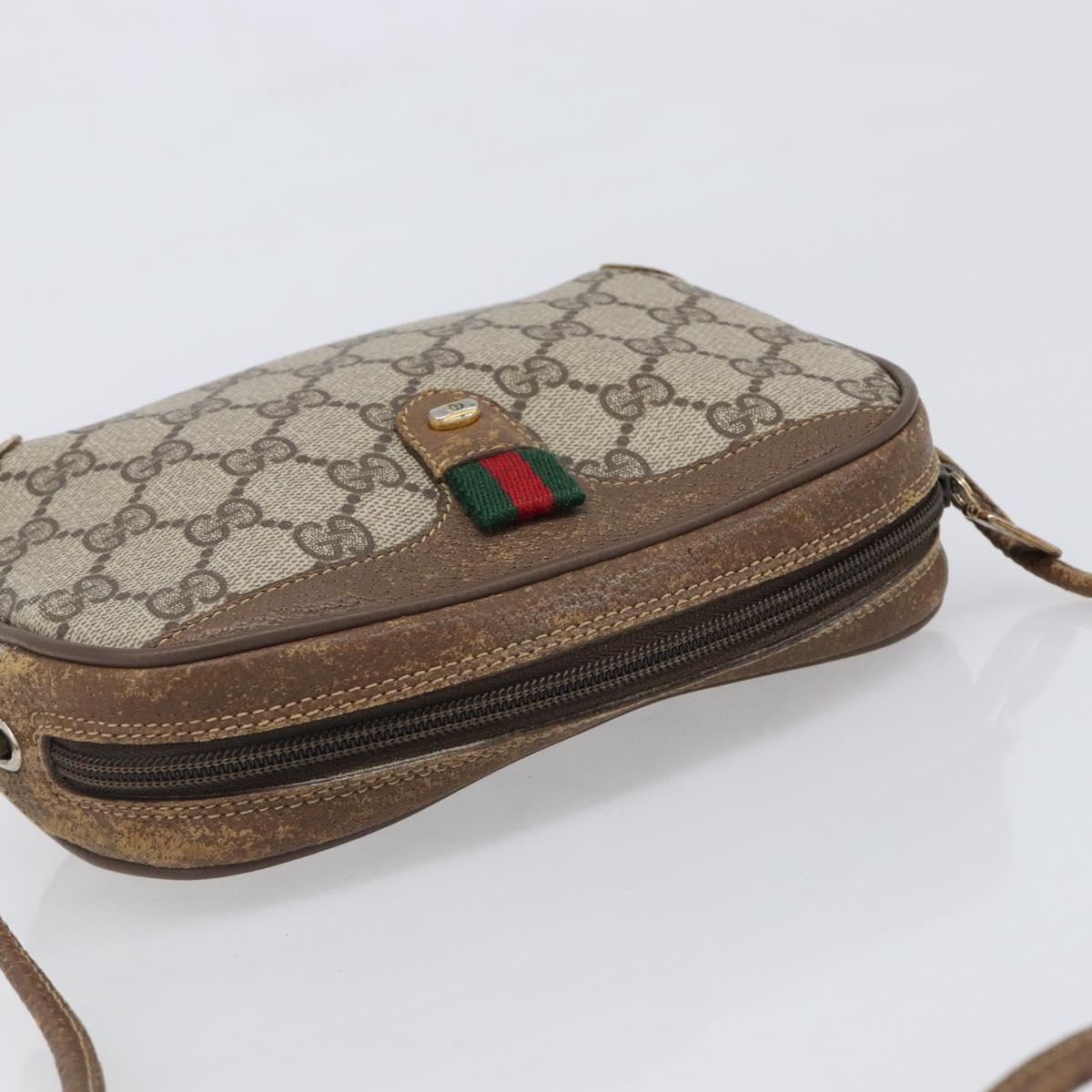 GUCCI GG Supreme Web Sherry Line Bag PVC Beige Gold 89 02 066 Auth 199976