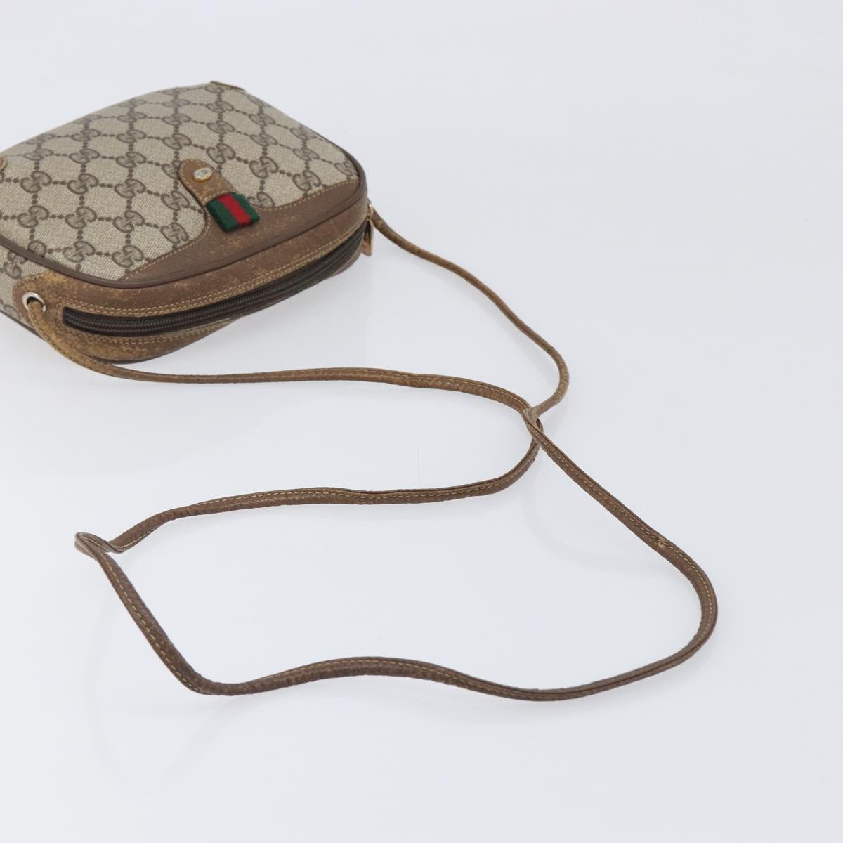 GUCCI GG Supreme Web Sherry Line Bag PVC Beige Gold 89 02 066 Auth 199976