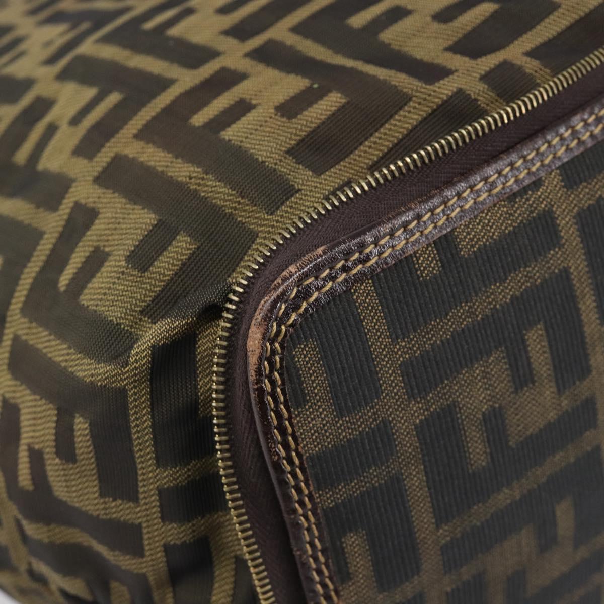 FENDI Zucca Canvas Tote Bag Nylon Brown Black Auth 199977