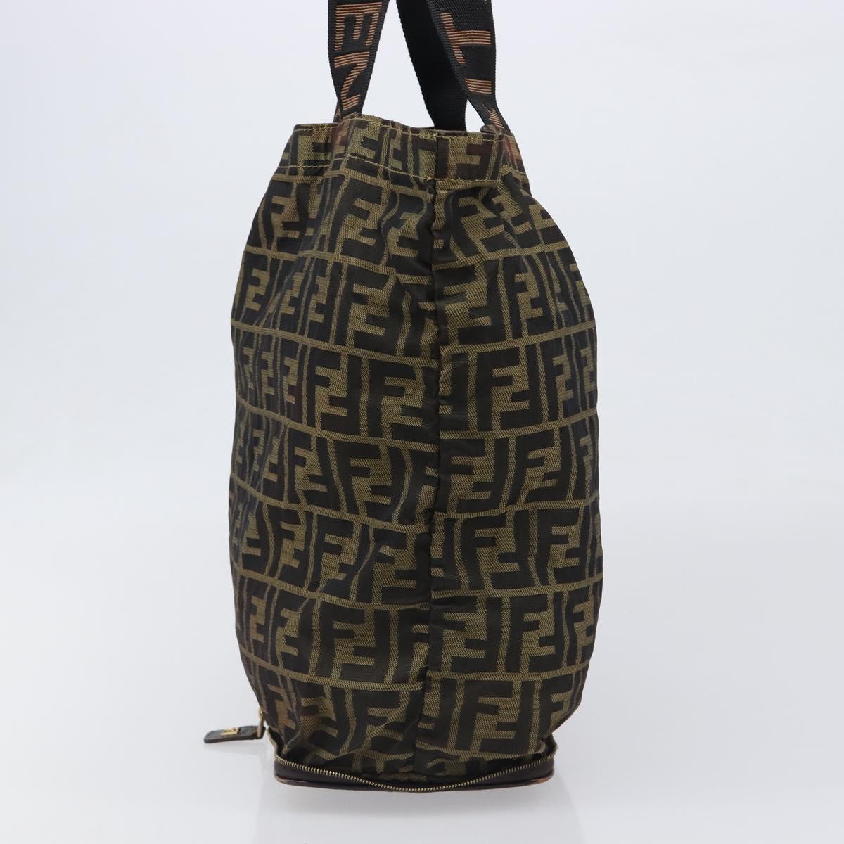 FENDI Zucca Canvas Tote Bag Nylon Brown Black Auth 199977