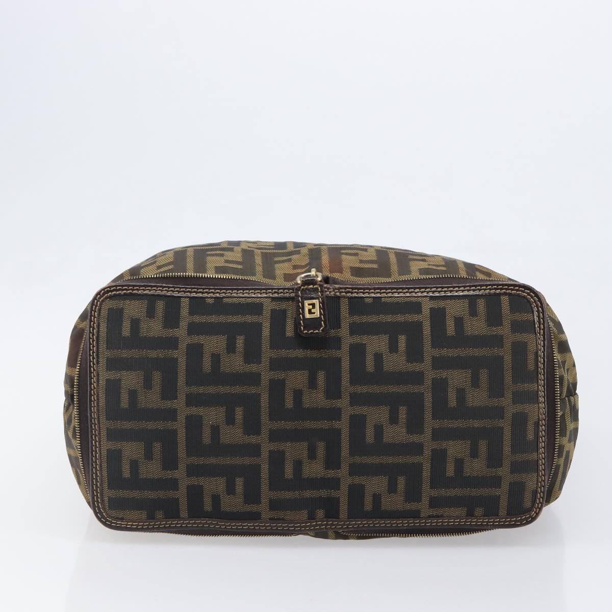 FENDI Zucca Canvas Tote Bag Nylon Brown Black Auth 199977