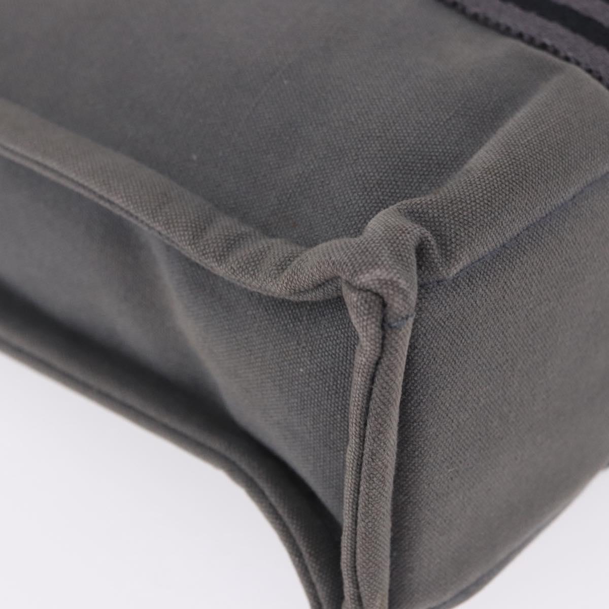HERMES Fourre Tout PM Hand Bag cotton Gray Silver Auth 199978