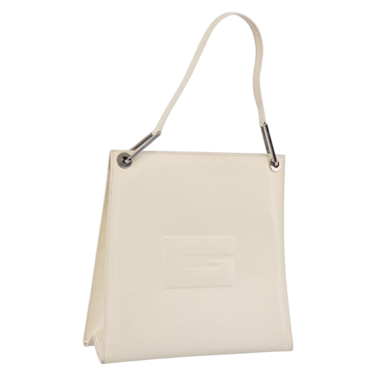 GUCCI Shoulder Bag Patent leather White Silver 001 1013 3037 Auth 199981