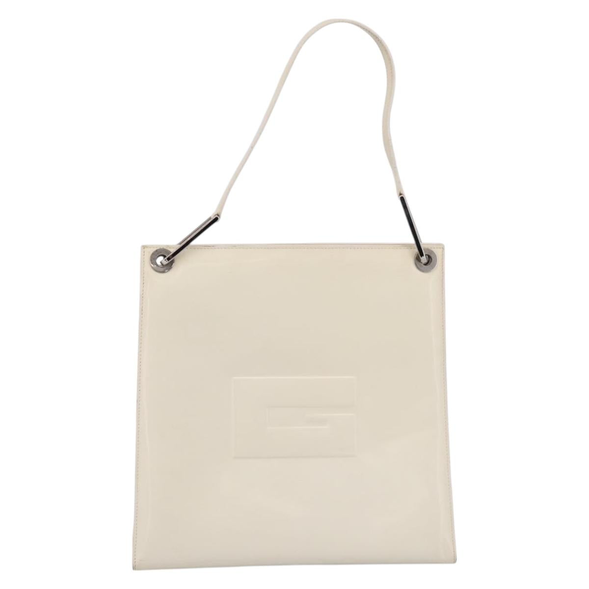 GUCCI Shoulder Bag Patent leather White Silver 001 1013 3037 Auth 199981