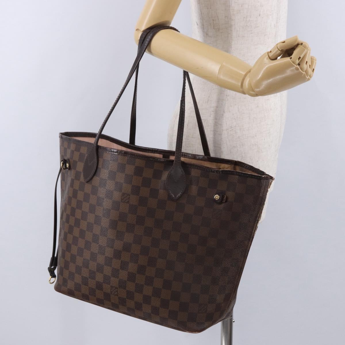 LOUIS VUITTON Damier Ebene Neverfull MM Tote Bag N51105 LV Auth 199984