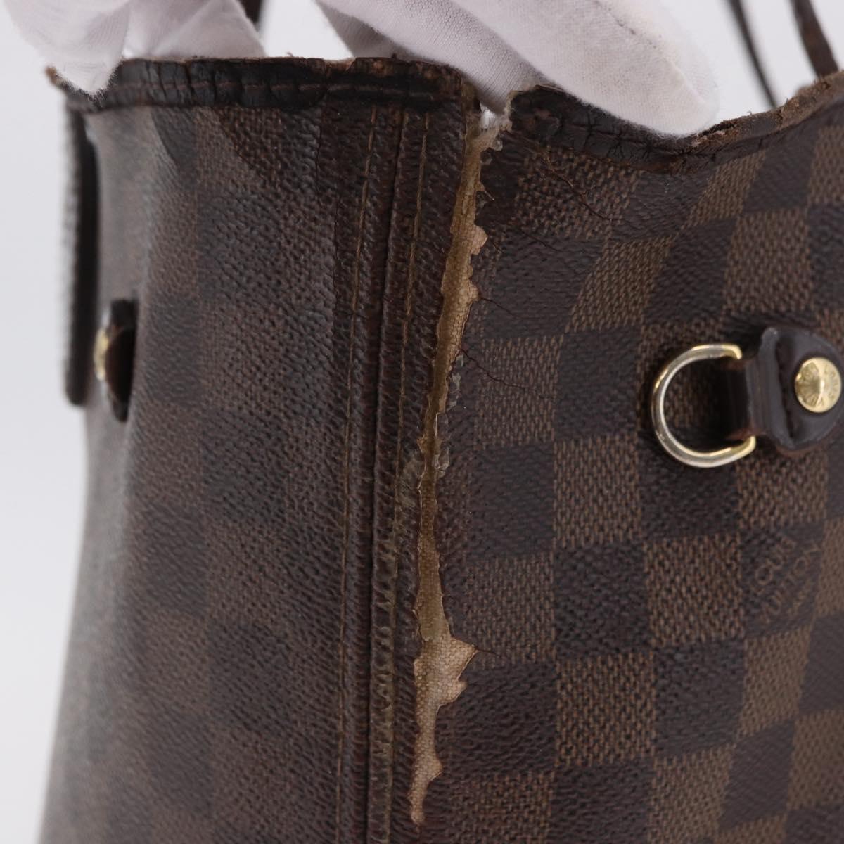 LOUIS VUITTON Damier Ebene Neverfull MM Tote Bag N51105 LV Auth 199984