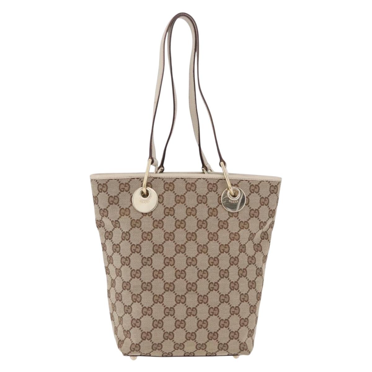 GUCCI GG Canvas Tote Bag Beige Gold 120840 Auth 199985A