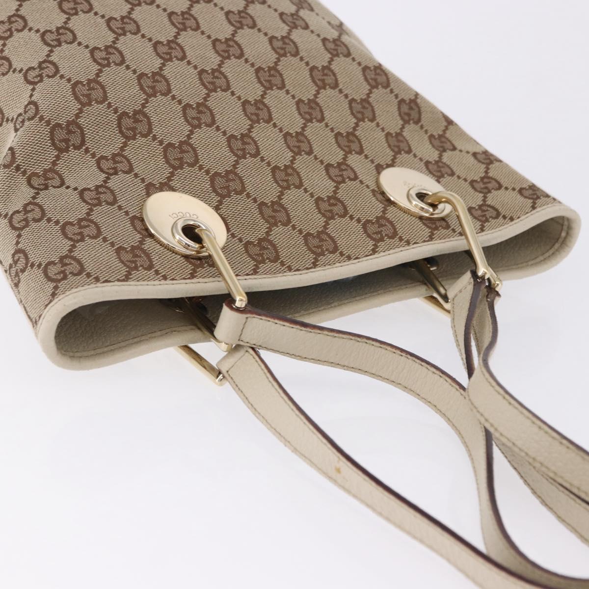 GUCCI GG Canvas Tote Bag Beige Gold 120840 Auth 199985A