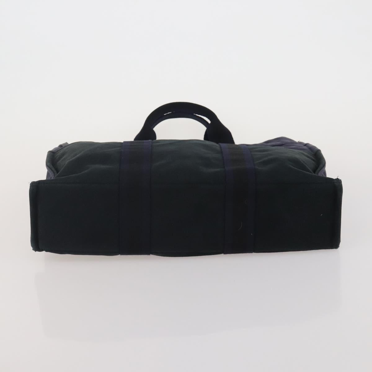 HERMES Fourre Tout MM Hand Bag cotton 4Set Navy Black Auth 199989