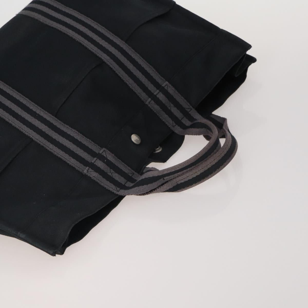 HERMES Fourre Tout MM Hand Bag cotton 4Set Navy Black Auth 199989