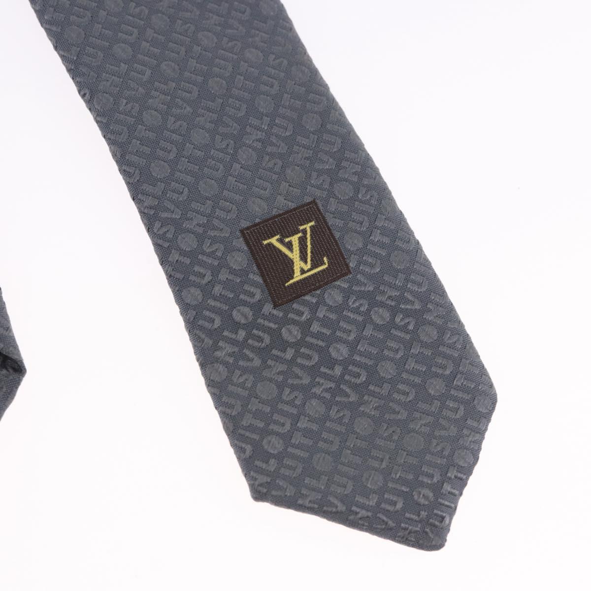 LOUIS VUITTON Necktie Silk Gray LV Auth 199991M