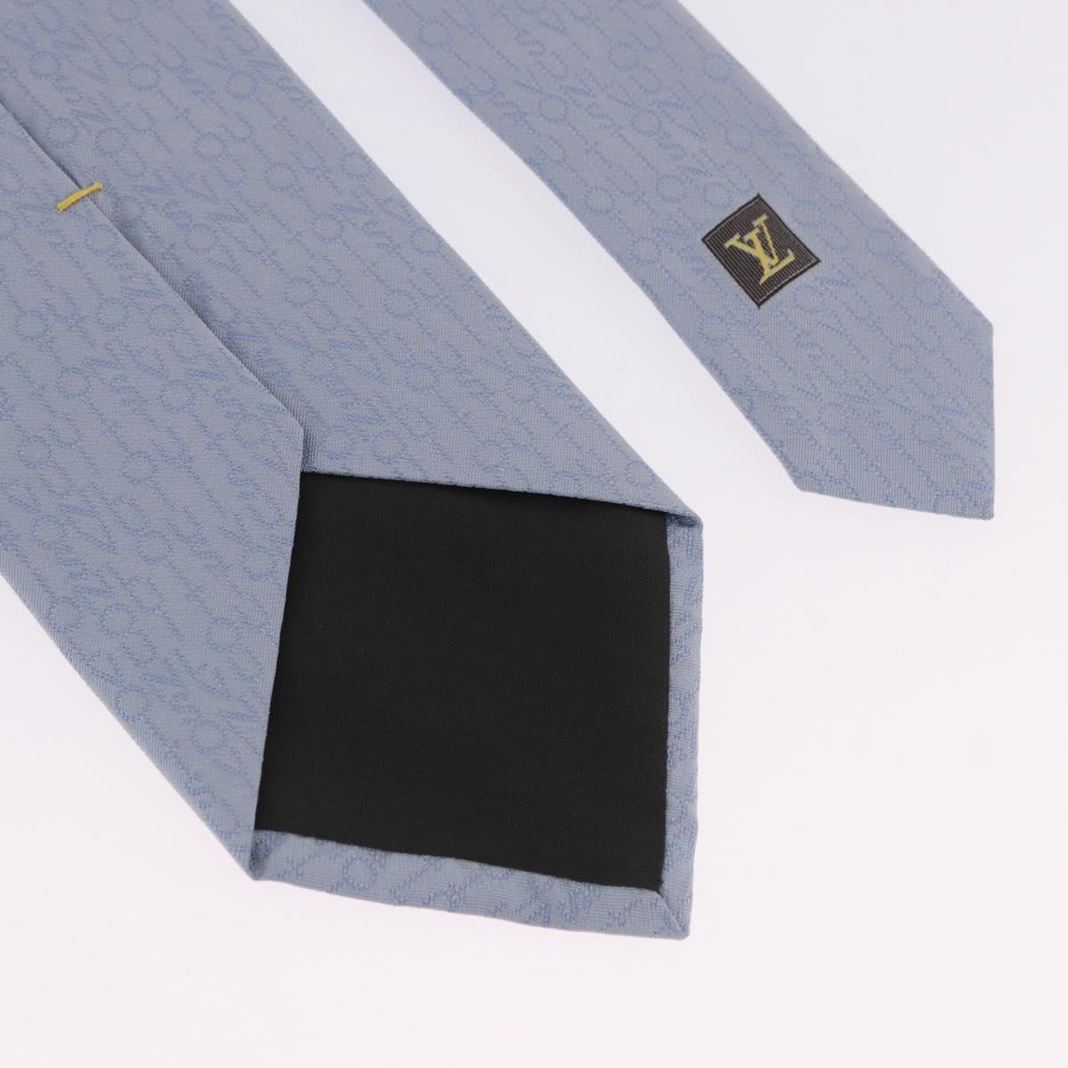 LOUIS VUITTON Necktie Silk Light Blue LV Auth 199992M