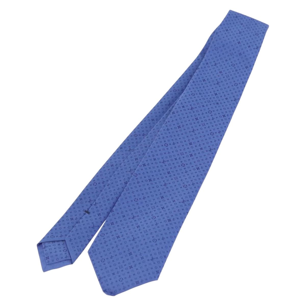 LOUIS VUITTON Necktie Silk Blue LV Auth 199993M