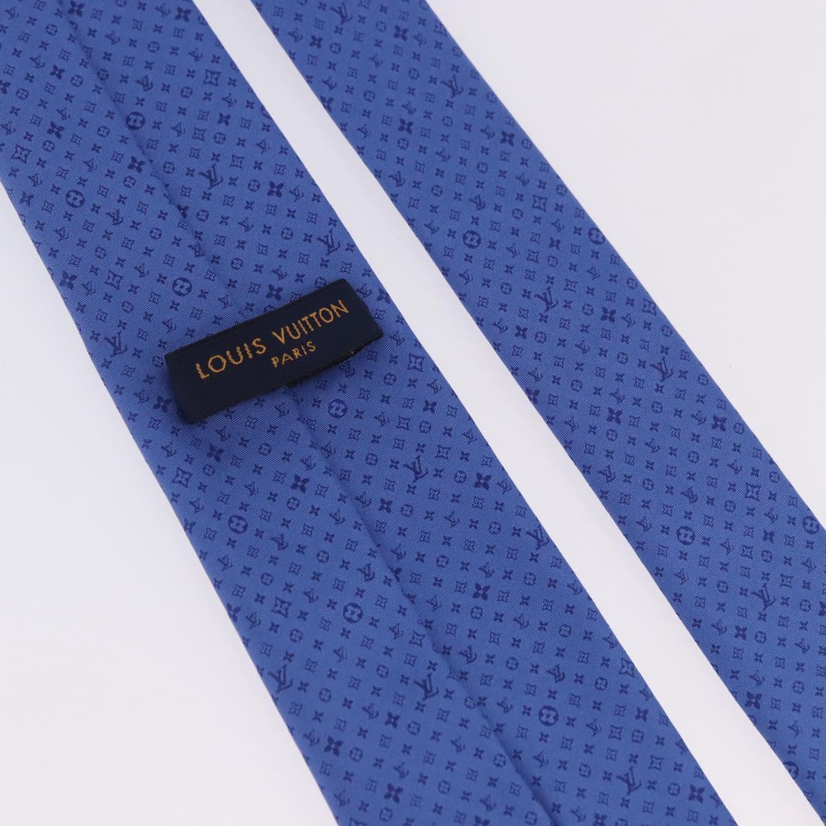 LOUIS VUITTON Necktie Silk Blue LV Auth 199993M