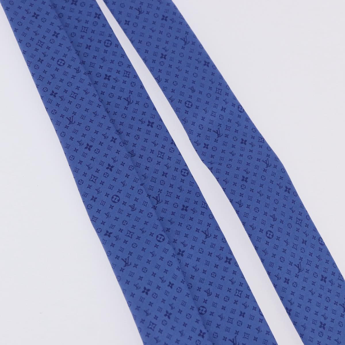 LOUIS VUITTON Necktie Silk Blue LV Auth 199993M