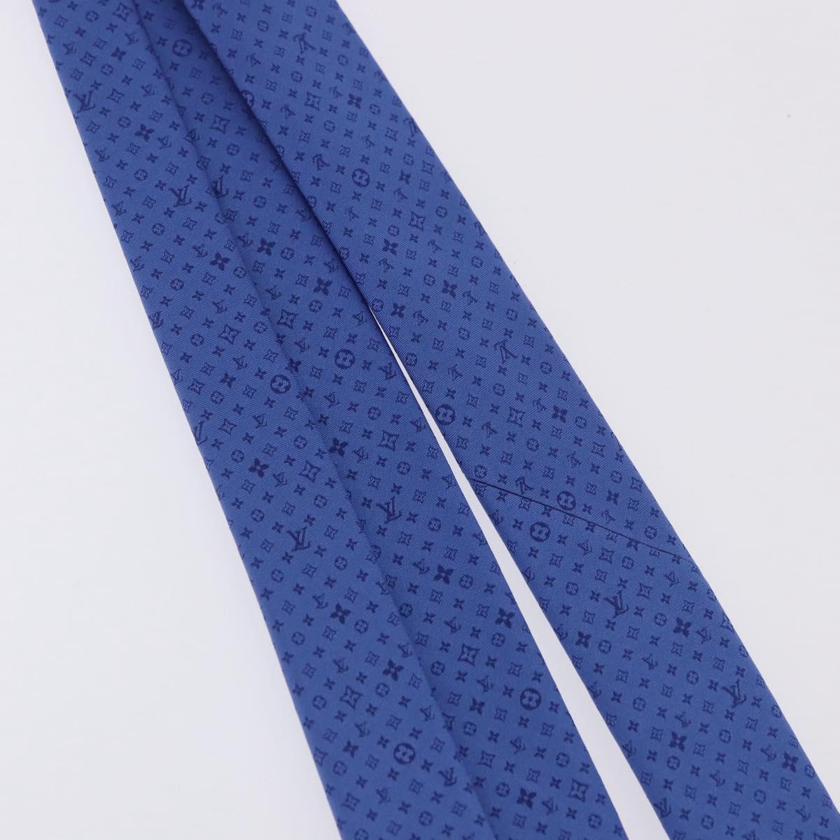 LOUIS VUITTON Necktie Silk Blue LV Auth 199993M