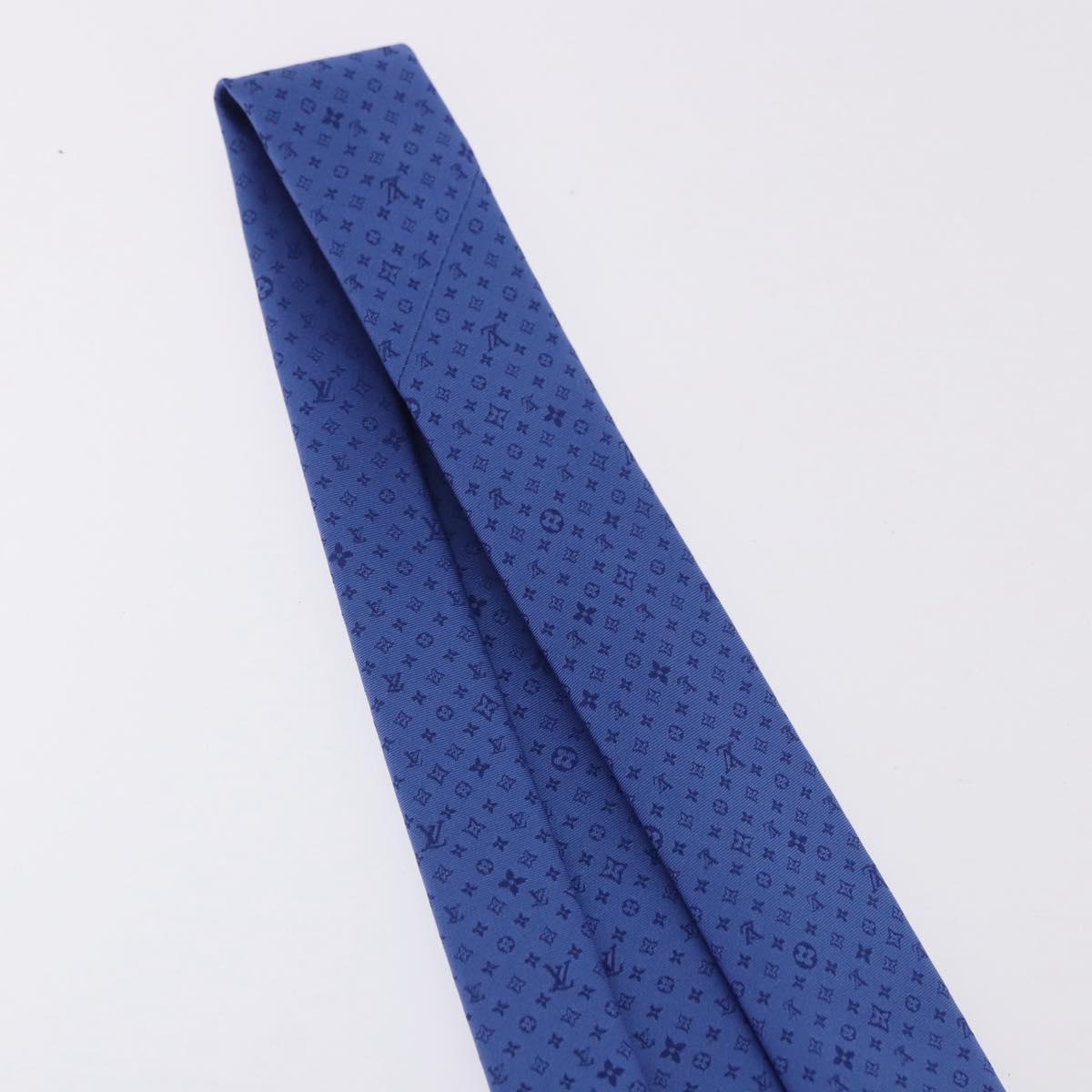 LOUIS VUITTON Necktie Silk Blue LV Auth 199993M