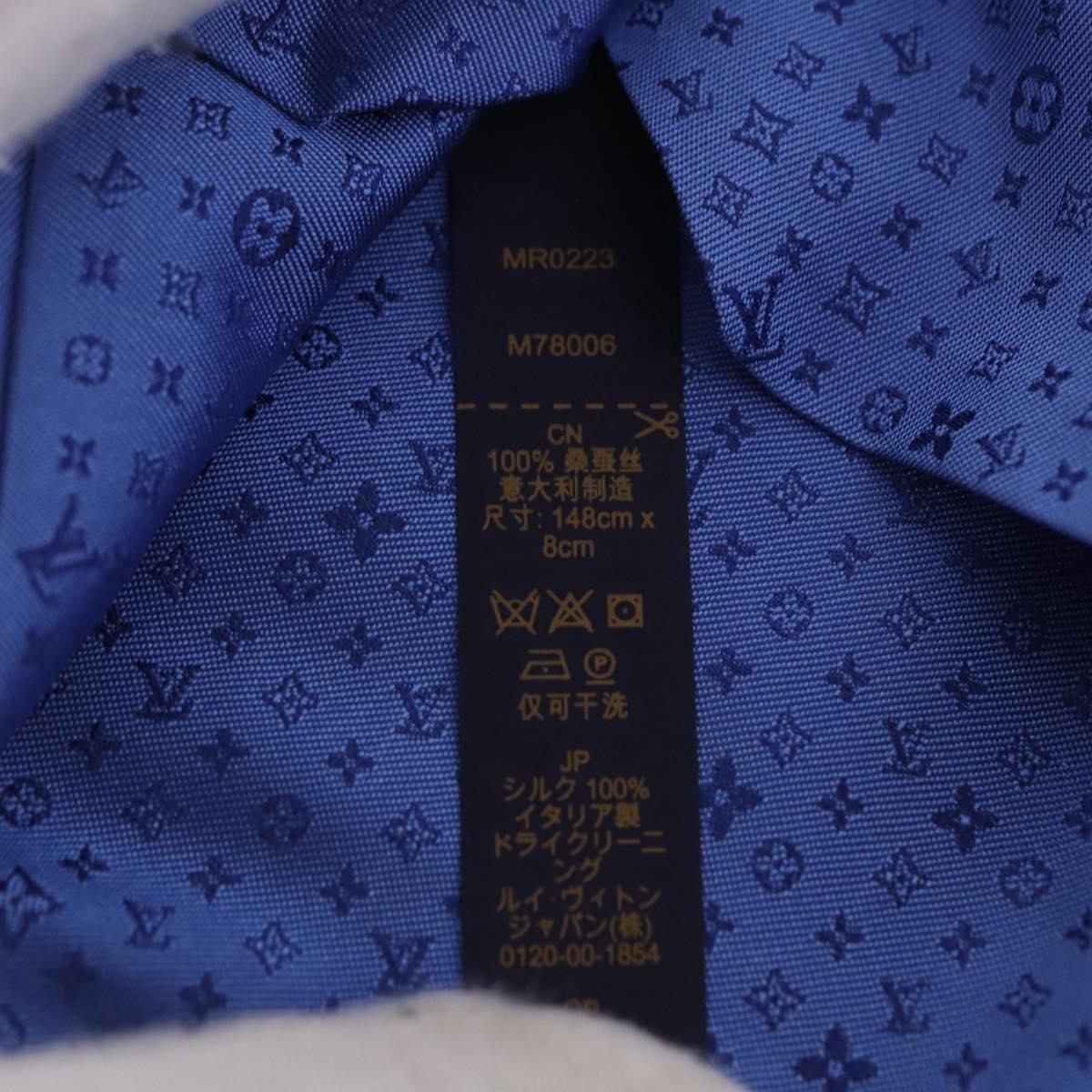 LOUIS VUITTON Necktie Silk Blue LV Auth 199993M
