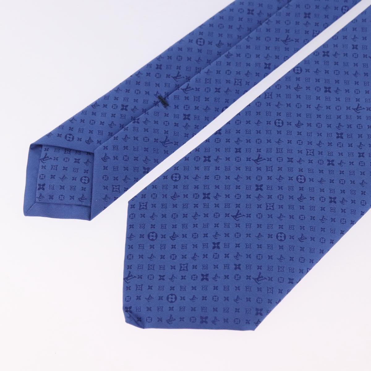 LOUIS VUITTON Necktie Silk Blue LV Auth 199993M