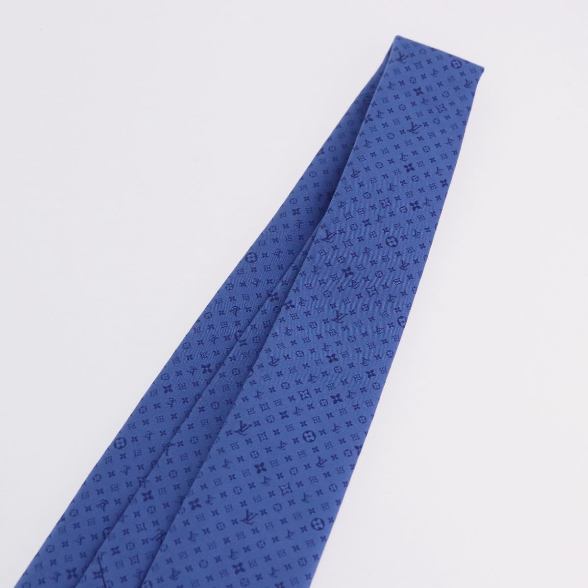 LOUIS VUITTON Necktie Silk Blue LV Auth 199993M