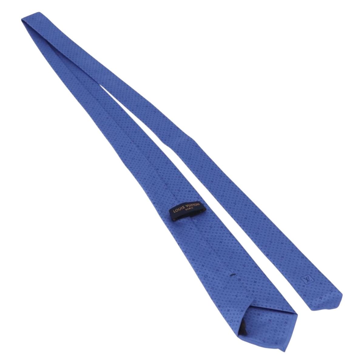 LOUIS VUITTON Necktie Silk Blue LV Auth 199993M