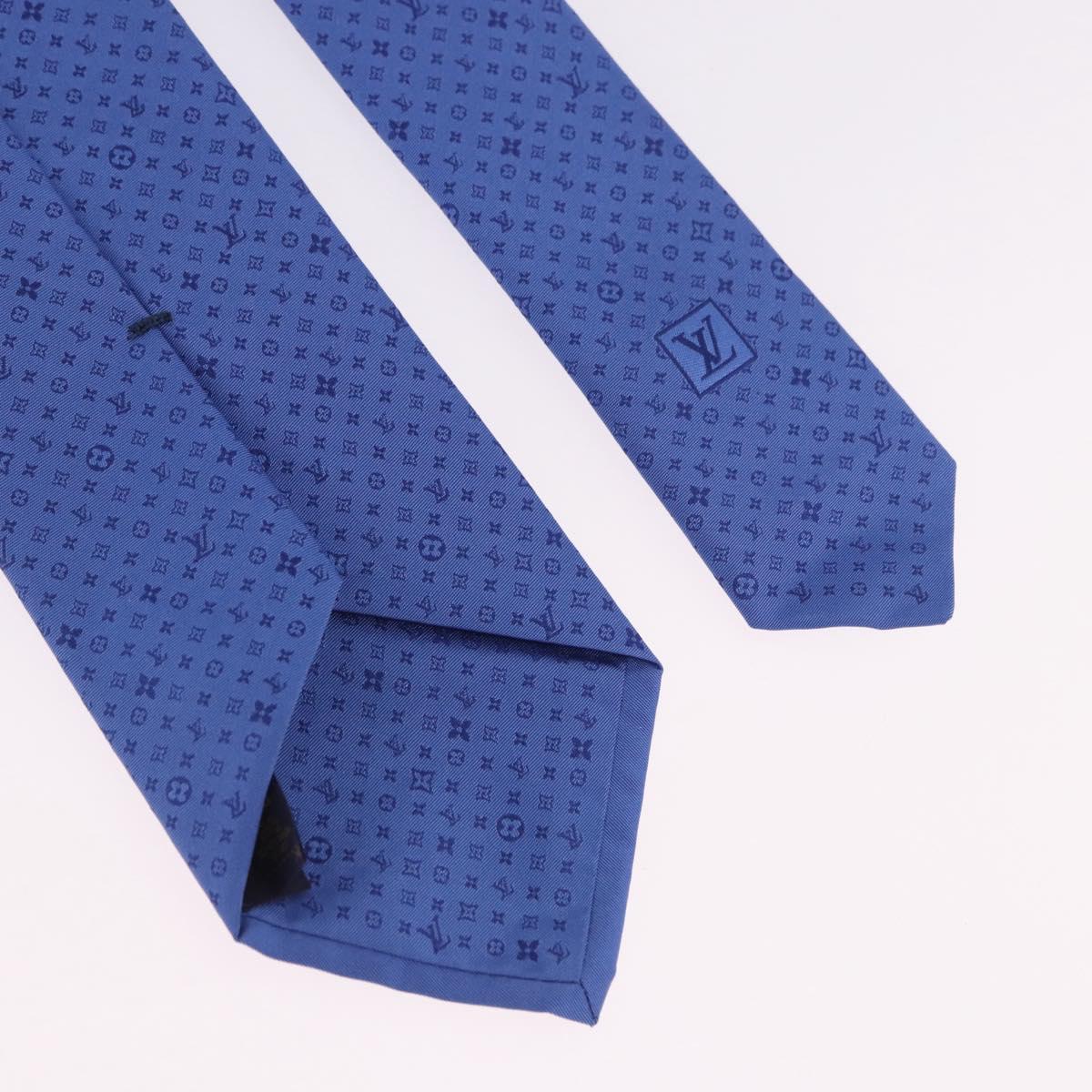 LOUIS VUITTON Necktie Silk Blue LV Auth 199993M