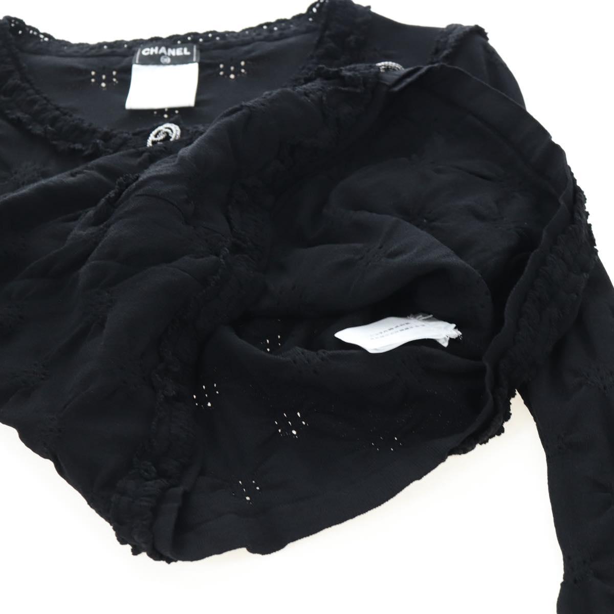 CHANEL cardigan Jacket Viscose Black CC Auth 199994M