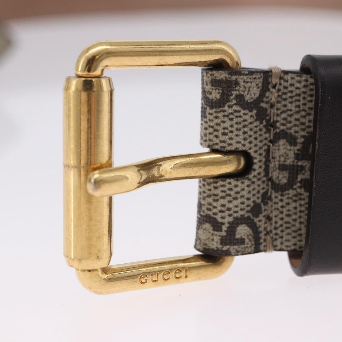 GUCCI GG Supreme King Snake Print Belt PVC 39.4"" Beige Gold 434520 Auth 199995A