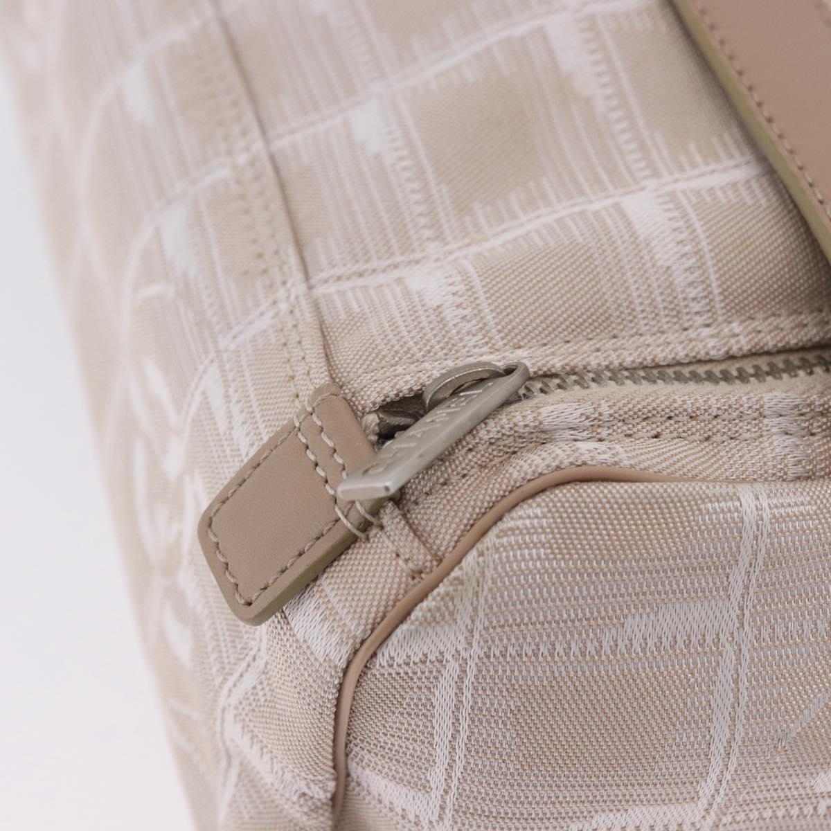 CHANEL New Travel Line Cosmetic Pouch Nylon Beige CC Auth 199997A