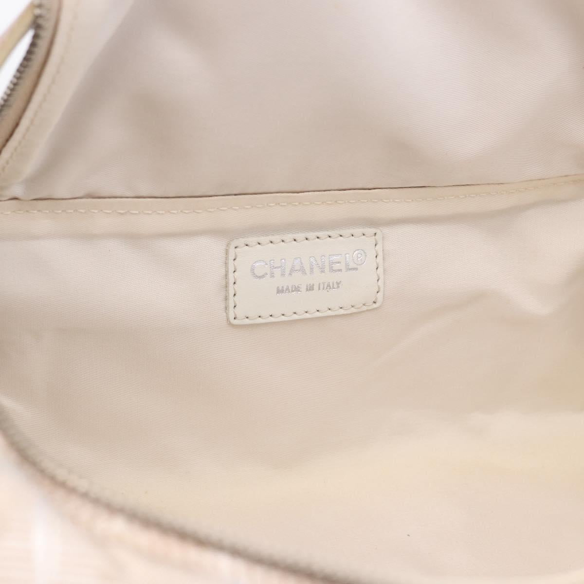 CHANEL New Travel Line Cosmetic Pouch Nylon Beige CC Auth 199997A