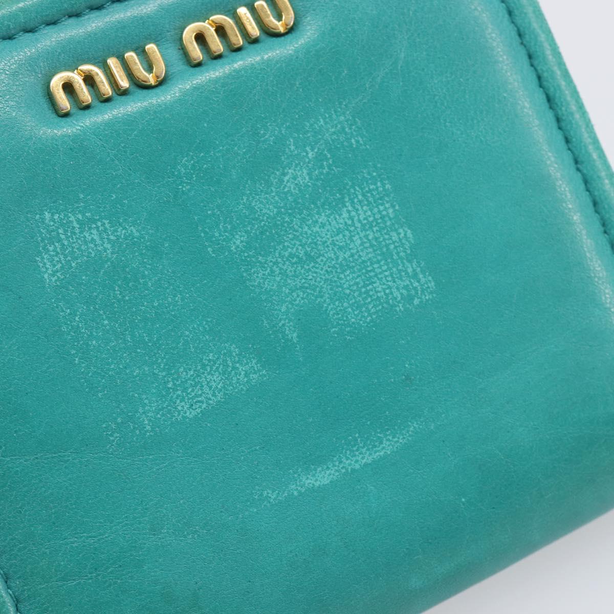 Miu Miu Wallet Leather Turquoise Blue Gold Auth 200003