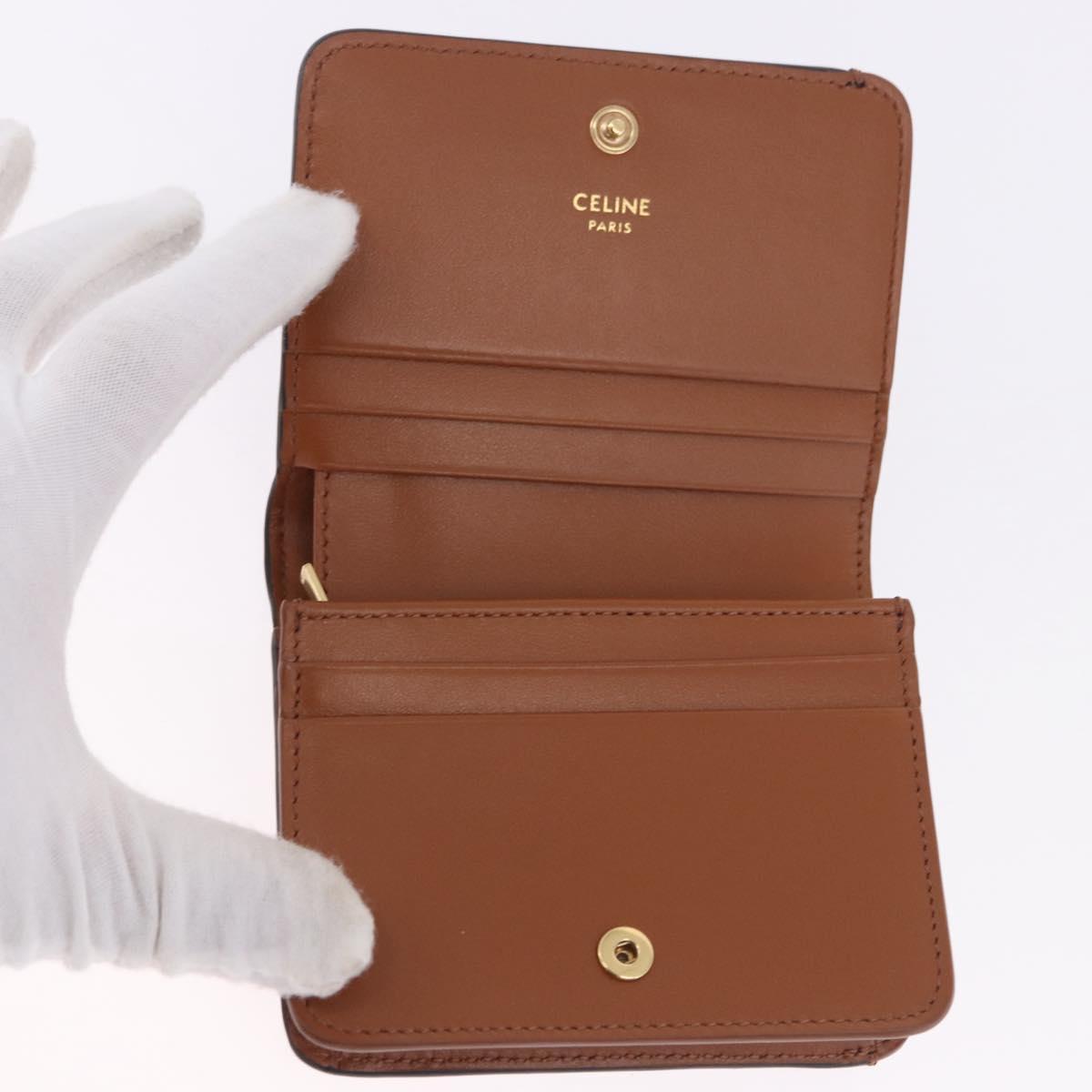 CELINE Triomphe Wallet PVC Gold Dark Brown Auth 200004M