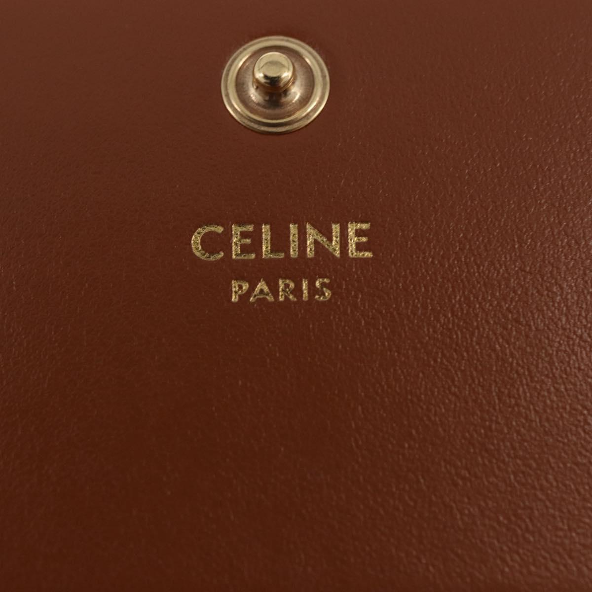 CELINE Triomphe Wallet PVC Gold Dark Brown Auth 200004M