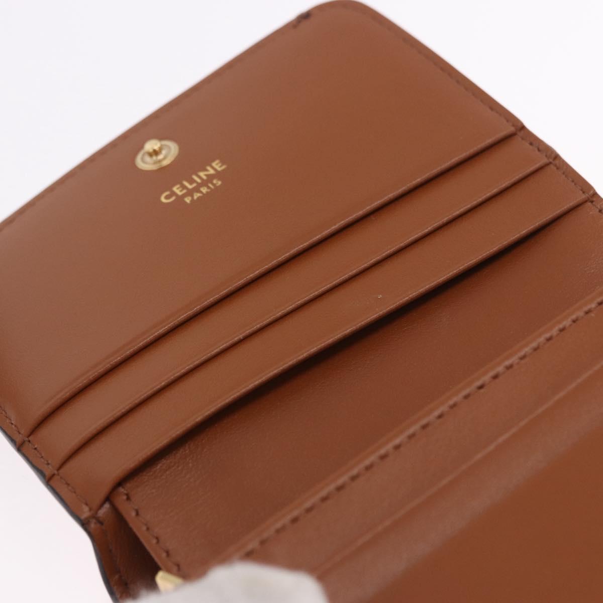 CELINE Triomphe Wallet PVC Gold Dark Brown Auth 200004M