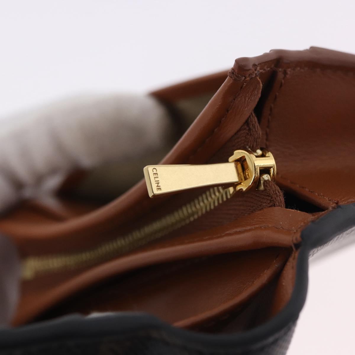 CELINE Triomphe Wallet PVC Gold Dark Brown Auth 200004M