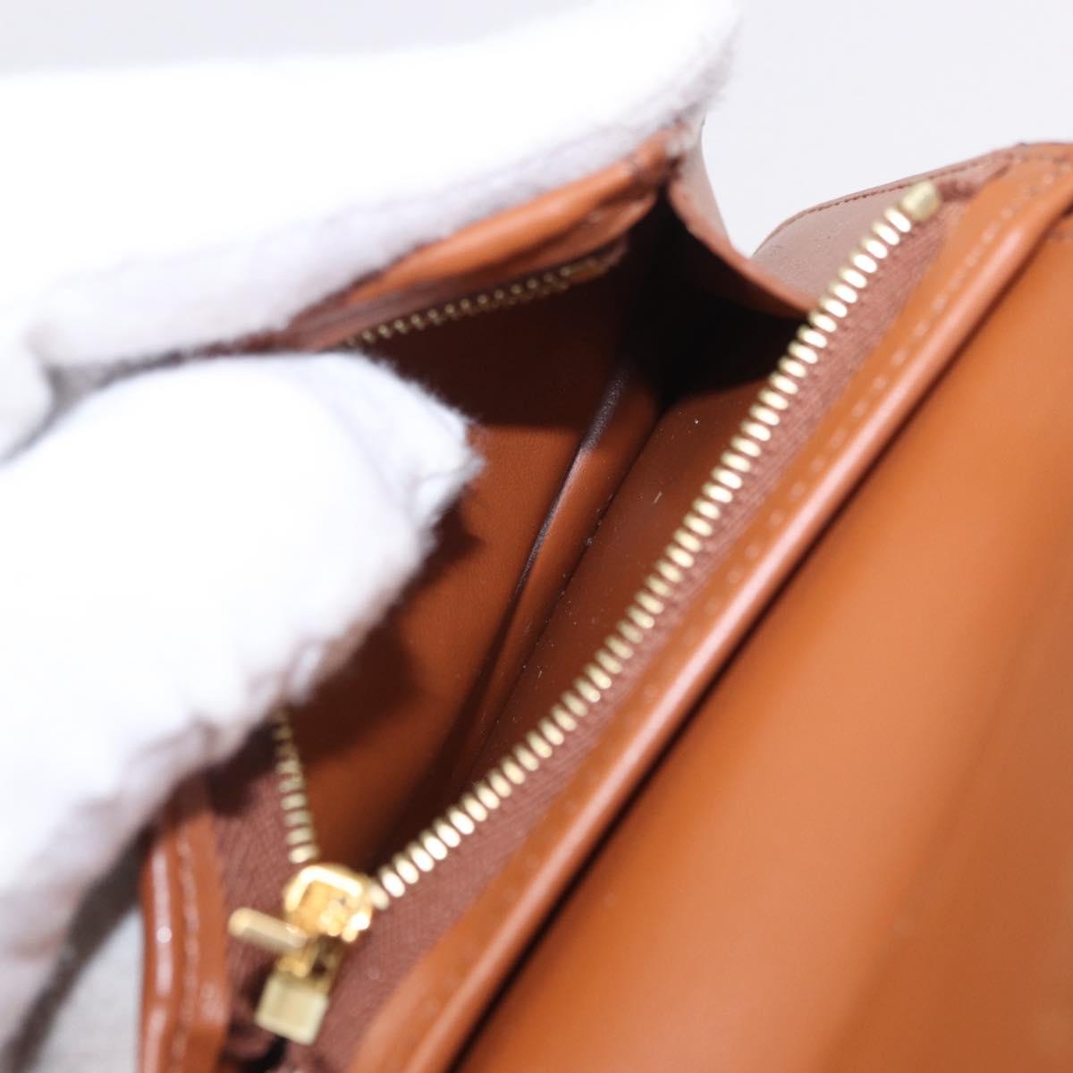 CELINE Triomphe Wallet PVC Gold Dark Brown Auth 200004M