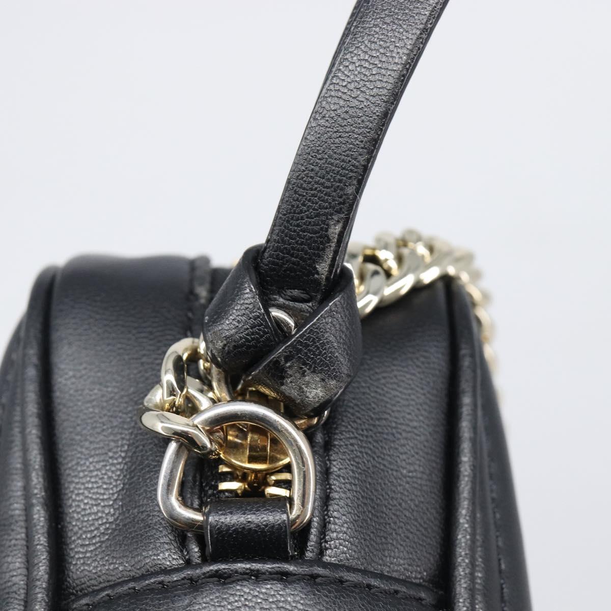 Jimmy Choo Chain Shoulder Bag Leather Black Gold Auth 200006A